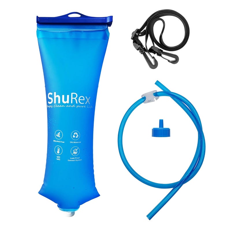 ShuRex 3L Gravity-Fed Water Bag for Sawyer Water Filtration System Survival Water Filter Straw, Compatible with LifeStraw and Other Water Filter Straw, Foldable, BPA-Free (3L) - Image 1